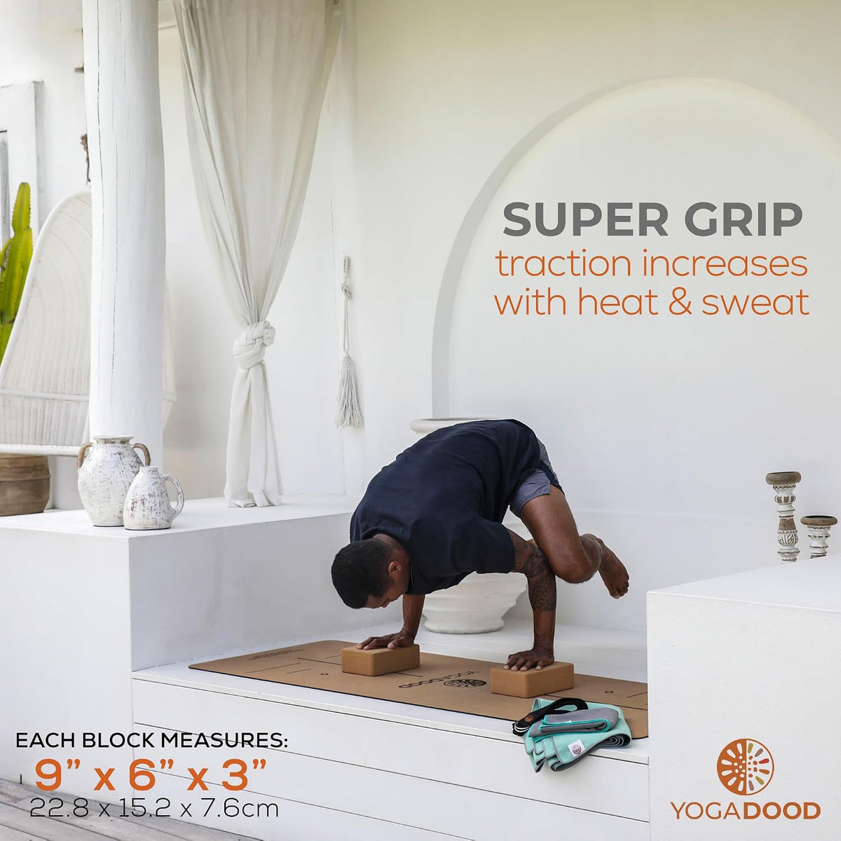 Premium Cork Yoga Blocks 2 Pack - Superior Grip & Stability for Enhanced Alignment - Eco-Friendly Biodegradable