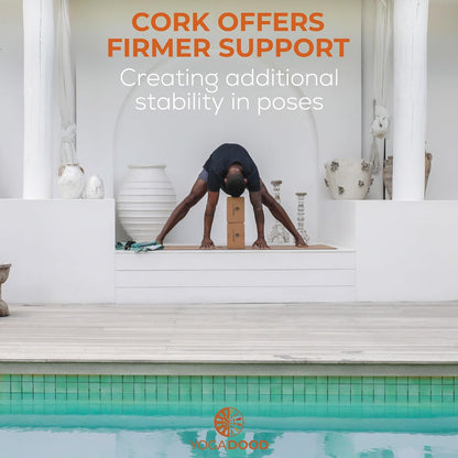 Premium Cork Yoga Blocks 2 Pack - Superior Grip & Stability for Enhanced Alignment - Eco-Friendly Biodegradable