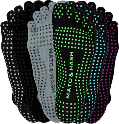5-Toe Exercise Barefoot Feel Yoga Socks With Full Grip
