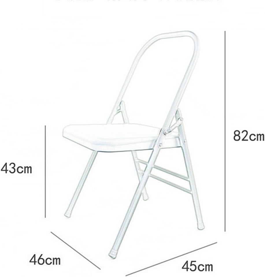 Metal Iyengar Yoga Chair, Backless Yoga Chair, Steel seat Surface, Yoga assistive Chair, with Anti-Slip Foot Covers, Rear Single Beam Design, Silver,48cm