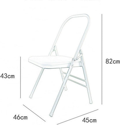 Metal Iyengar Yoga Chair, Backless Yoga Chair, Steel seat Surface, Yoga assistive Chair, with Anti-Slip Foot Covers, Rear Single Beam Design, Silver,48cm