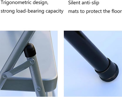 Metal Iyengar Yoga Chair, Backless Yoga Chair, Steel seat Surface, Yoga assistive Chair, with Anti-Slip Foot Covers, Rear Single Beam Design, Silver,48cm