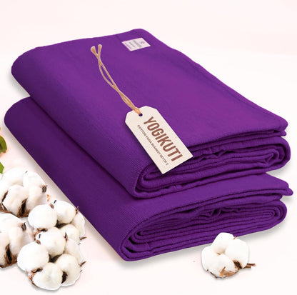 Iyengar Cotton Yoga Blanket Set of Two – Thick Handwoven Yoga Blankets for Restorative Yoga, Meditation & Pranayama – Premium Cotton Yoga Blanket for Support & Comfort in Pranayama (Orange)
