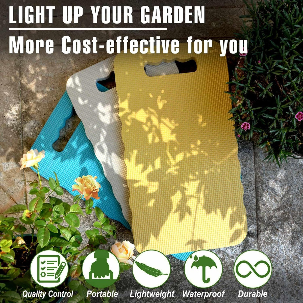 Garden Kneeling Pad 3pcs, Extra Wider 8.66“, Kneeling Mat Waterproof with Bright Color Tone, Knee Pads for Gardening, Yoga, House Clean, Repair Work