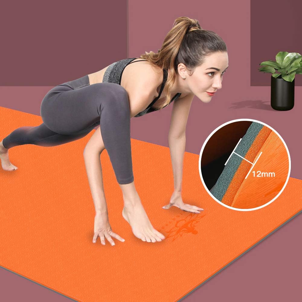 Hatha Yoga Extra Thick TPE Yoga Mat - 72"x 32" Thickness 1/2 Inch -Eco Friendly- With High Density Anti-Tear Exercise Mats For Home Gym Travel & Floor Outside