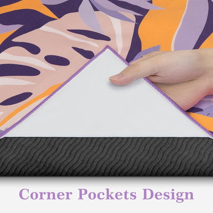 Yoga Towel Hot Yoga Towel with Corner Pockets, 74 x 26 inch, Purple
