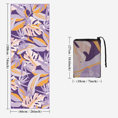 Yoga Towel Hot Yoga Towel with Corner Pockets, 74 x 26 inch, Purple