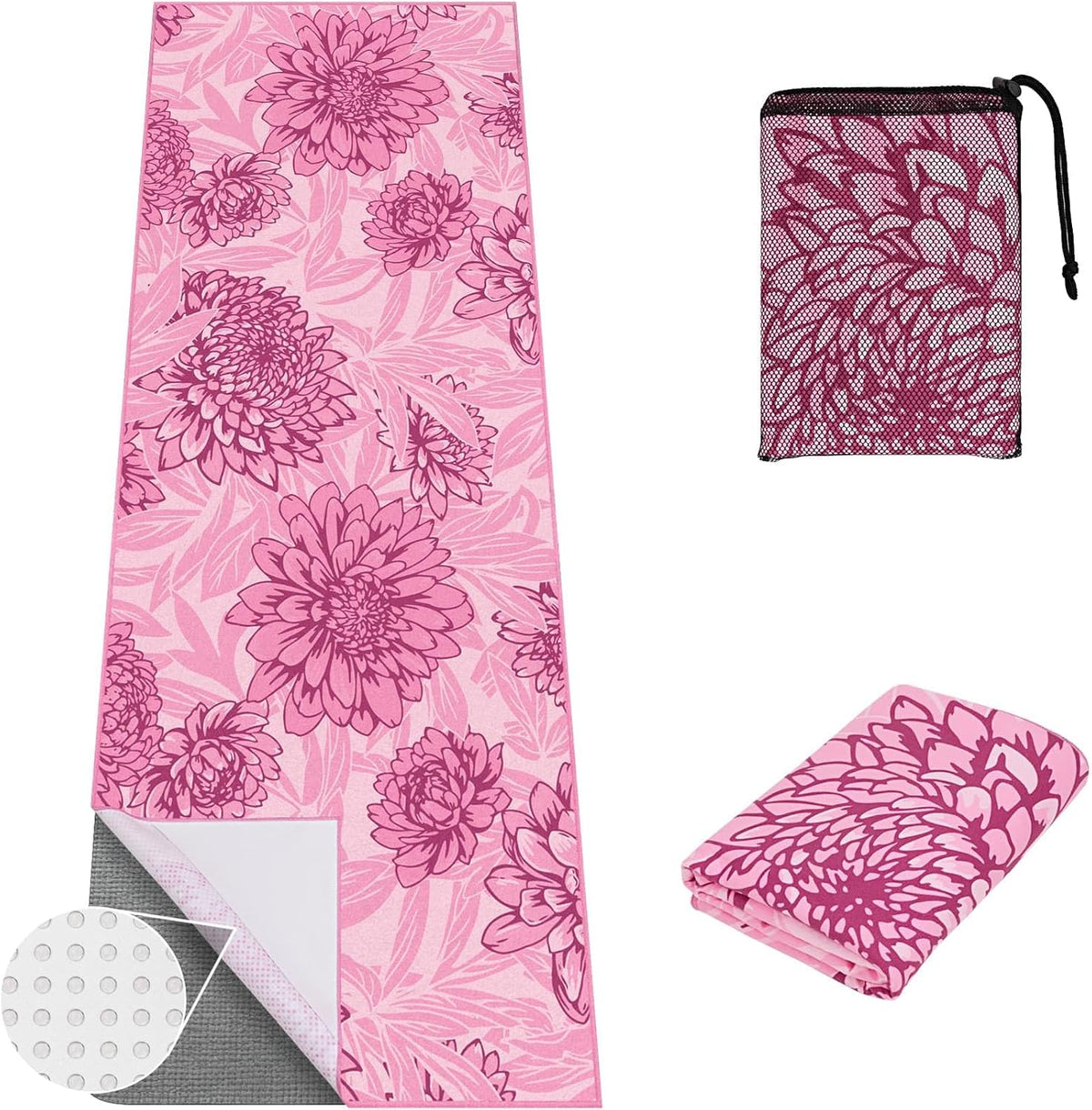 Yoga Towel Hot Yoga Towel with Corner Pockets, 74 x 26 inch, Purple