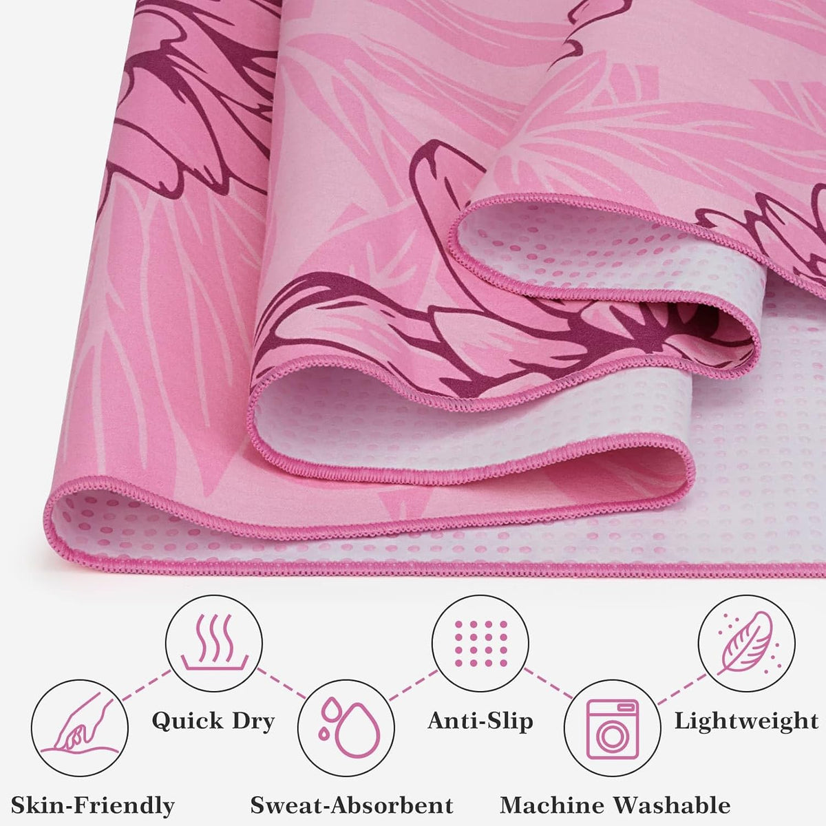 Yoga Towel Hot Yoga Towel with Corner Pockets, 74 x 26 inch, Purple