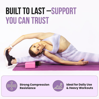 LIVE WELL Pink Yoga Blocks (Set of 2) - EVA Foam Yoga Bricks for Support, Stretching & Alignment - Yoga Accessories for Home & Studio, 3x6x9 inches