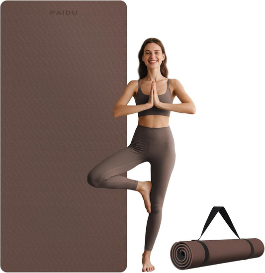 Extra Long Wide Yoga Mat, （10mm） Thick Non-Slip Exercise Mat 76"x33"