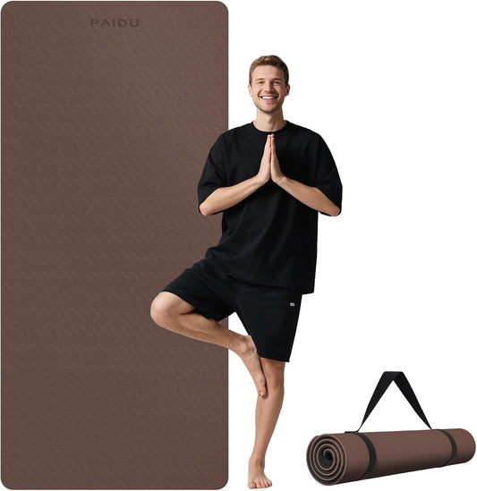 Extra Long Wide Yoga Mat, （10mm） Thick Non-Slip Exercise Mat 76"x33"