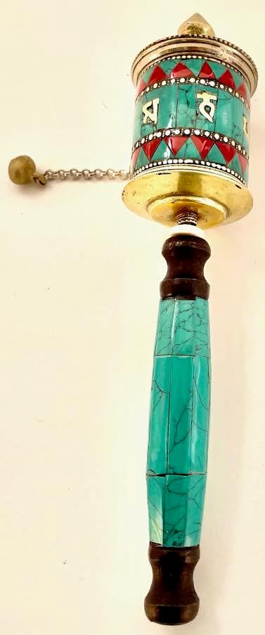 Himalayan Craft Tibetan Buddhist Prayer Wheel Hand Carved Copper Relaxation Meditation Yoga Handheld Spinner Wheel Set Om Mani Padme Hum Mantra Inside - Handmade In Nepal