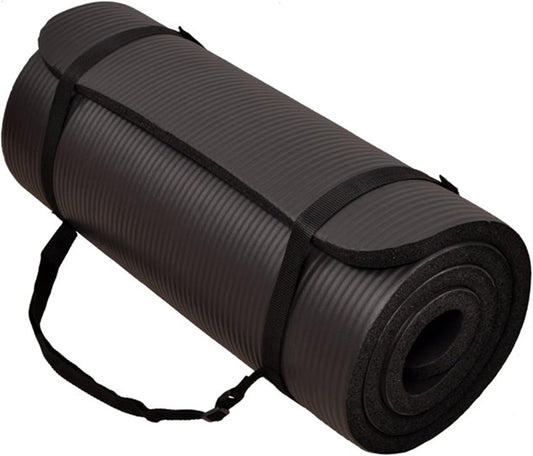 BalanceFrom All Purpose 1-Inch Extra Thick High Density Anti-Tear Exercise Yoga Mat with Carrying Strap, Multiple Colors