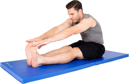 Bi-Fold Folding Thick Exercise Mat 6’x2’ with Carrying Handles for MMA, Gymnastics Core Workouts