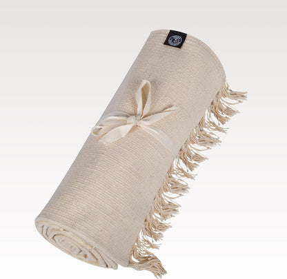 Tharie Hand-Woven Organic Cotton Yoga Mat, Washable & Good Grip, Standalone or as Topper, 70 x 196 cm, Made in India