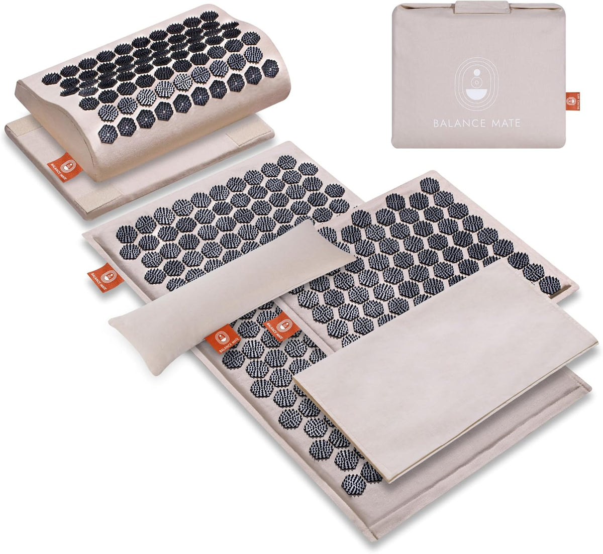 ® Acupressure Mat Set with 6,210 Pressure Points for Pain Relief and Relaxation Kit for Back, Neck, and Sleep – Yoga and Meditation Pillow (Soft Cream)
