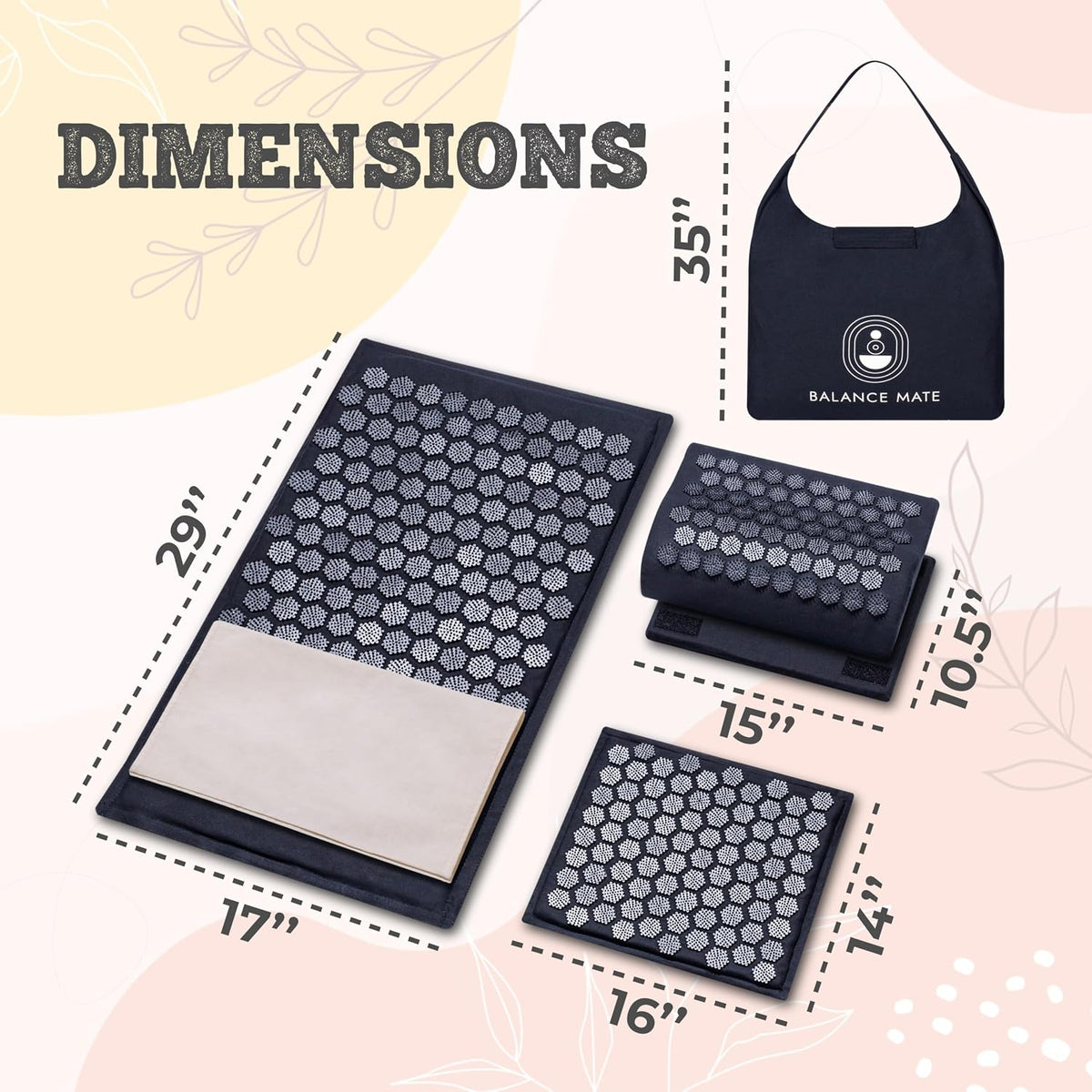 ® Acupressure Mat Set with 6,210 Pressure Points for Pain Relief and Relaxation Kit for Back, Neck, and Sleep – Yoga and Meditation Pillow (Soft Cream)