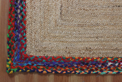 Kilim Rug 3' Round Area Rug Olive Beige White Braided Jute Carpet, Indoor Outdoor Flatweave Rug for Bedroom, Bedside, Kitchen, Beach & Terrace Yoga Mat - Colors B