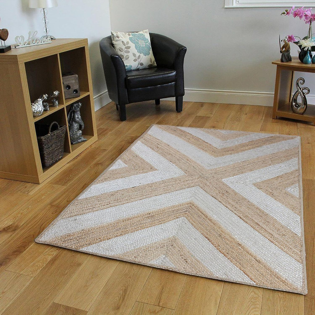 Kilim Rug 3' Round Area Rug Olive Beige White Braided Jute Carpet, Indoor Outdoor Flatweave Rug for Bedroom, Bedside, Kitchen, Beach & Terrace Yoga Mat - Colors B