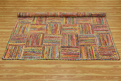 Kilim Rug 3' Round Area Rug Olive Beige White Braided Jute Carpet, Indoor Outdoor Flatweave Rug for Bedroom, Bedside, Kitchen, Beach & Terrace Yoga Mat - Colors B
