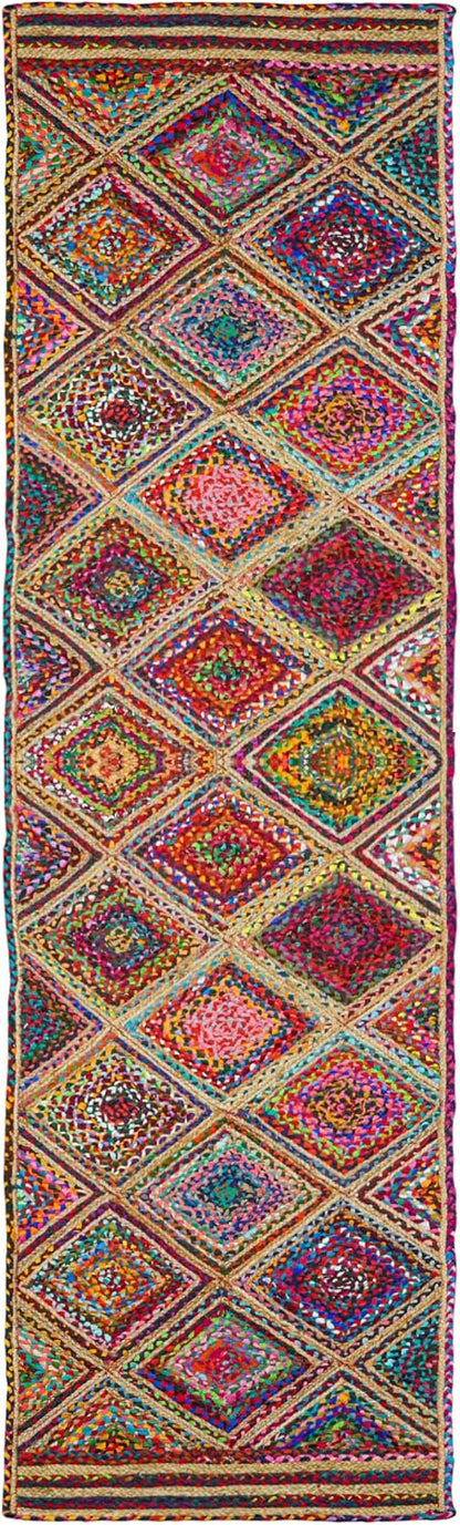 Kilim Rug 3' Round Area Rug Olive Beige White Braided Jute Carpet, Indoor Outdoor Flatweave Rug for Bedroom, Bedside, Kitchen, Beach & Terrace Yoga Mat - Colors B