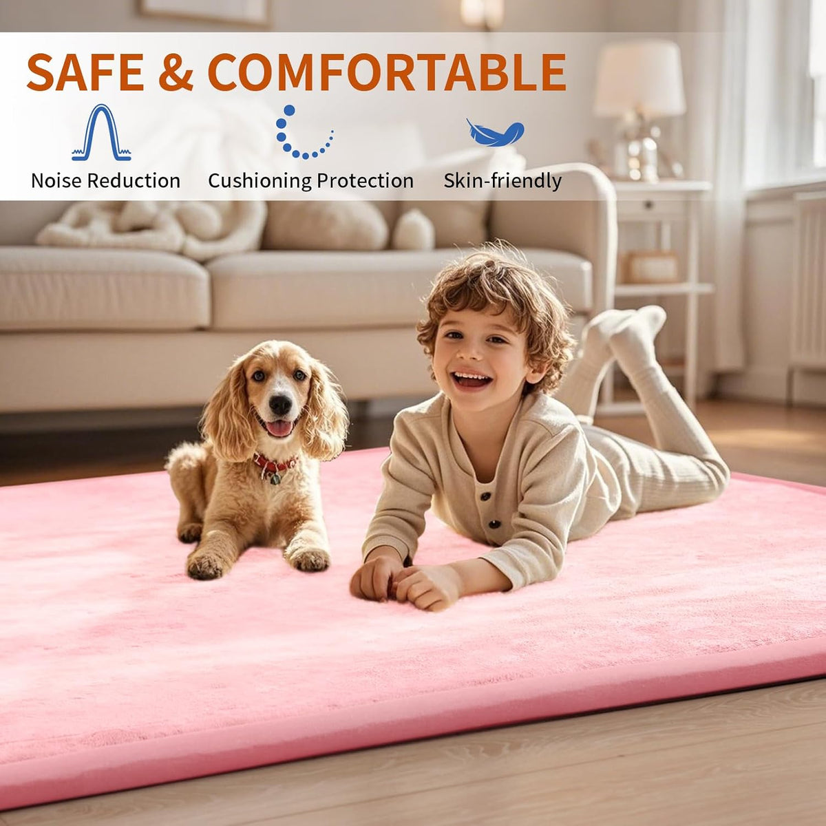 Baby Play Mat for Floor,1.3" Thick Memory Foam Area Rug for Living Room,Soft Velvet Crawling with Non-Slip Bottom for Kid,Toddler,39"×59" Tummy Time Nursery Rugs,Yoga（Light Grey）