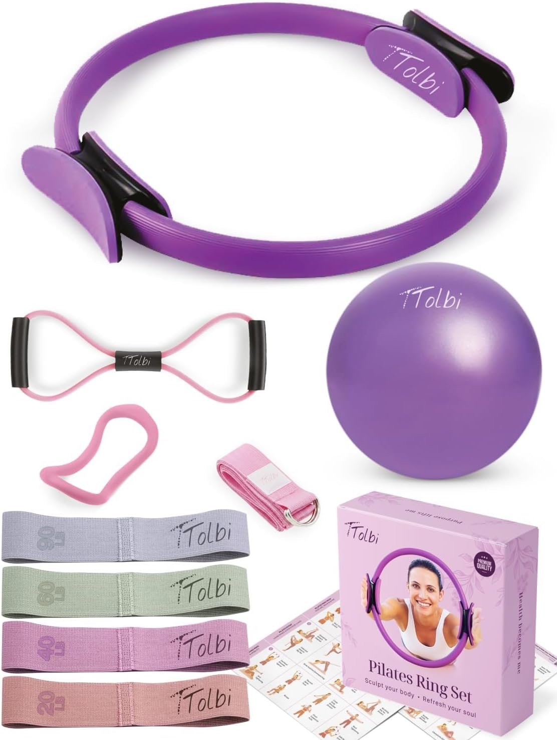 Dance Pilates Ring and Ball Set with Video Tutorials, Home Pilates Kit