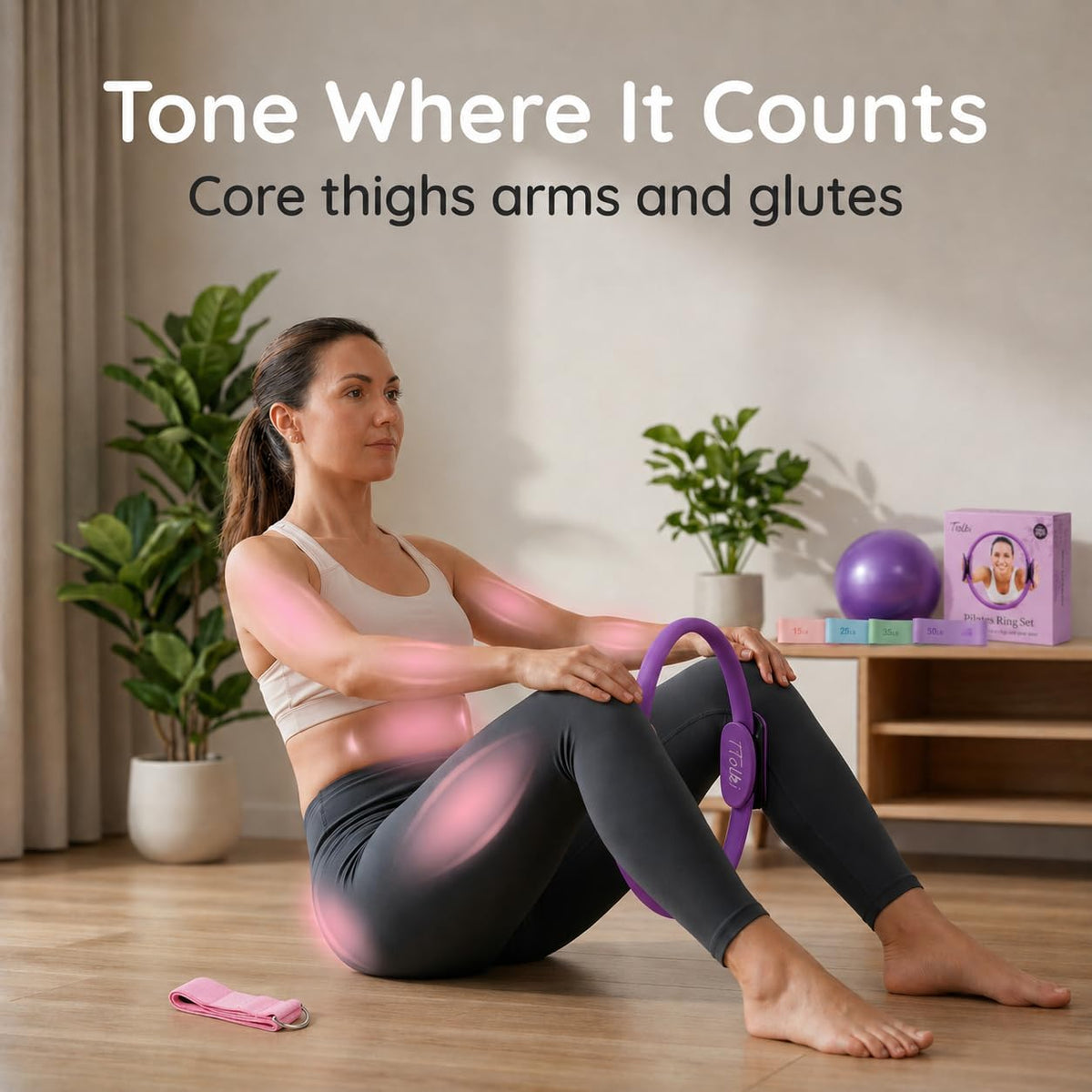 Dance Pilates Ring and Ball Set with Video Tutorials, Home Pilates Kit