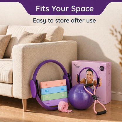 Dance Pilates Ring and Ball Set with Video Tutorials, Home Pilates Kit