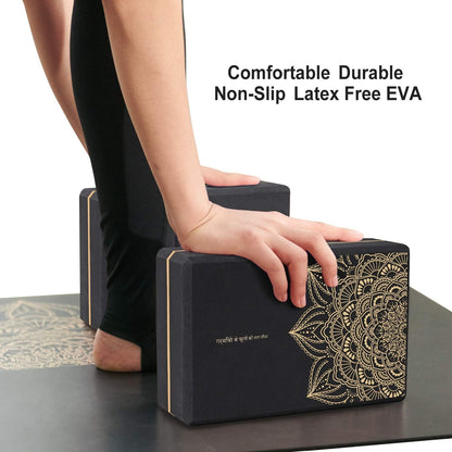 nuveti Non-Slip & High Density Yoga Block set of 2 for Pilates 9"x6"x3"
