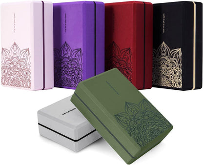 nuveti Non-Slip & High Density Yoga Block set of 2 for Pilates 9"x6"x3"