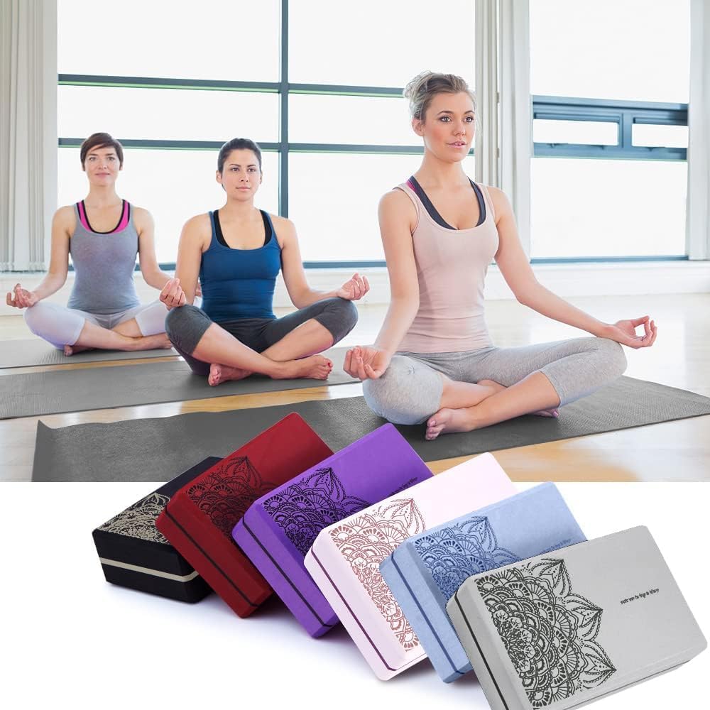 nuveti Non-Slip & High Density Yoga Block set of 2 for Pilates 9"x6"x3"