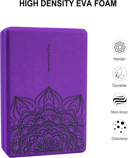 nuveti Non-Slip & High Density Yoga Block set of 2 for Pilates 9"x6"x3"