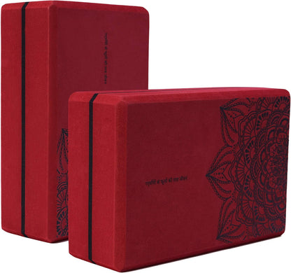 nuveti Non-Slip & High Density Yoga Block set of 2 for Pilates 9"x6"x3"