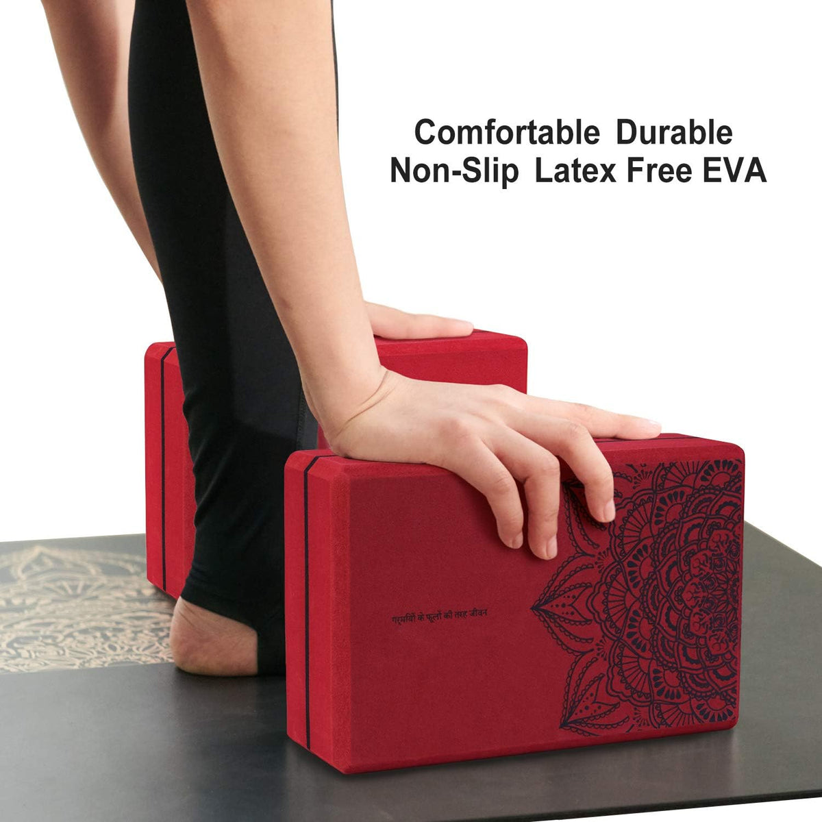 nuveti Non-Slip & High Density Yoga Block set of 2 for Pilates 9"x6"x3"
