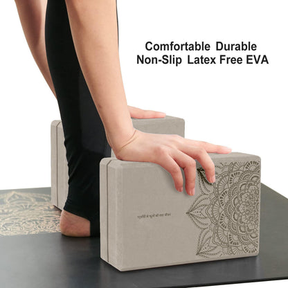 nuveti Non-Slip & High Density Yoga Block set of 2 for Pilates 9"x6"x3"