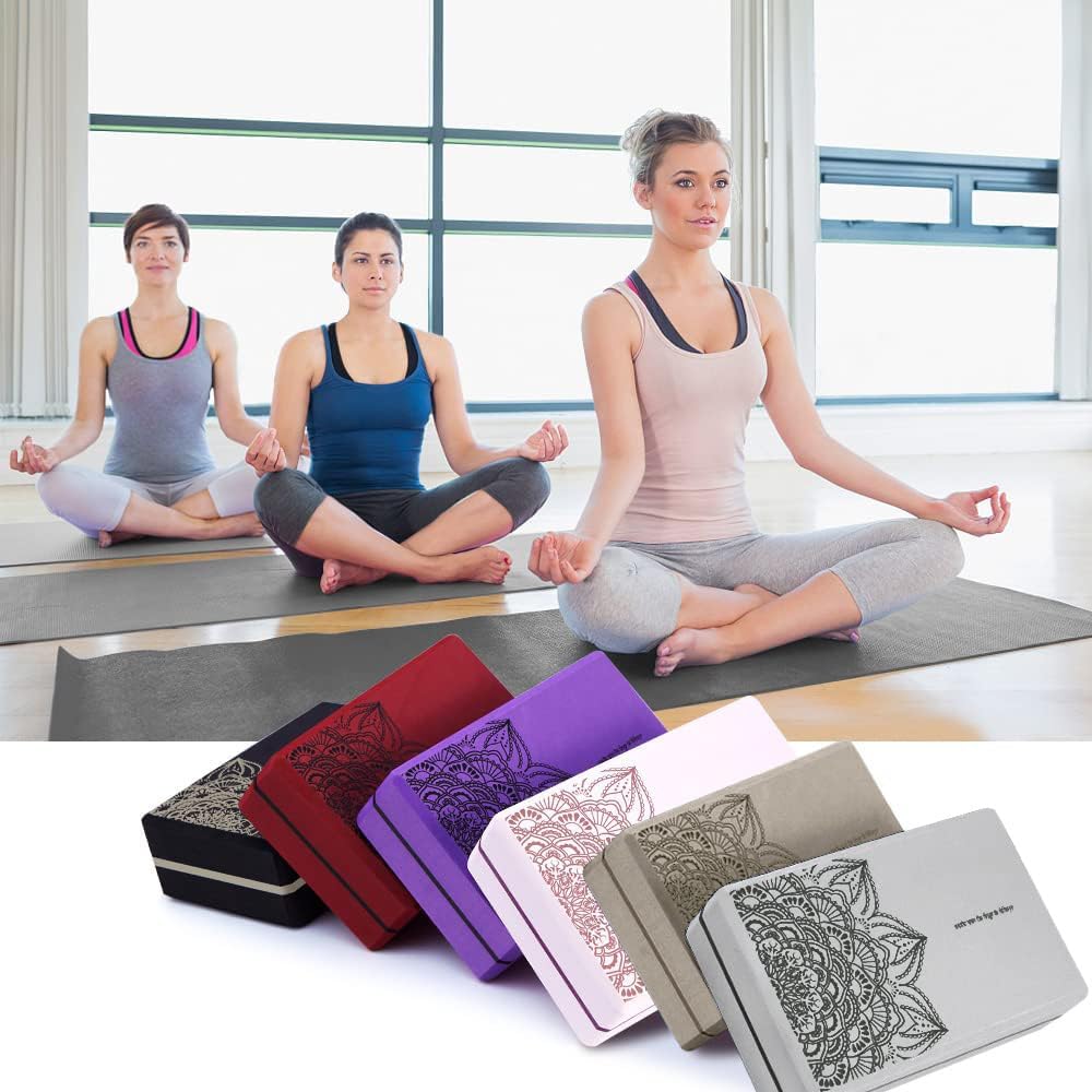nuveti Non-Slip & High Density Yoga Block set of 2 for Pilates 9"x6"x3"