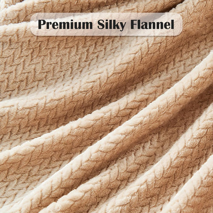 Fleece Leaves Pattern Throw Blanket, Light Purple, 50"x60" | Super Soft Throw Blanket, Lightweight Cozy Bed Sofa Blanket, Premium Silky Flannel Fleece, Travel Blanket for All Season Use - Colors A