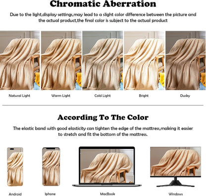 Fleece Leaves Pattern Throw Blanket, Light Purple, 50"x60" | Super Soft Throw Blanket, Lightweight Cozy Bed Sofa Blanket, Premium Silky Flannel Fleece, Travel Blanket for All Season Use - Colors A