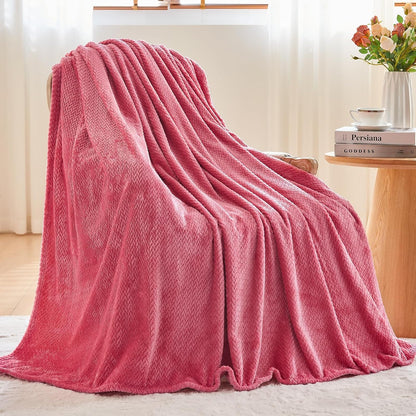 Fleece Leaves Pattern Throw Blanket, Light Purple, 50"x60" | Super Soft Throw Blanket, Lightweight Cozy Bed Sofa Blanket, Premium Silky Flannel Fleece, Travel Blanket for All Season Use - Colors A