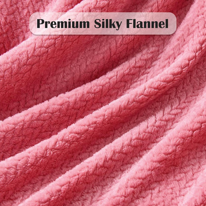 Fleece Leaves Pattern Throw Blanket, Light Purple, 50"x60" | Super Soft Throw Blanket, Lightweight Cozy Bed Sofa Blanket, Premium Silky Flannel Fleece, Travel Blanket for All Season Use - Colors A