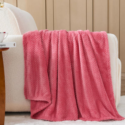 Fleece Leaves Pattern Throw Blanket, Light Purple, 50"x60" | Super Soft Throw Blanket, Lightweight Cozy Bed Sofa Blanket, Premium Silky Flannel Fleece, Travel Blanket for All Season Use - Colors A