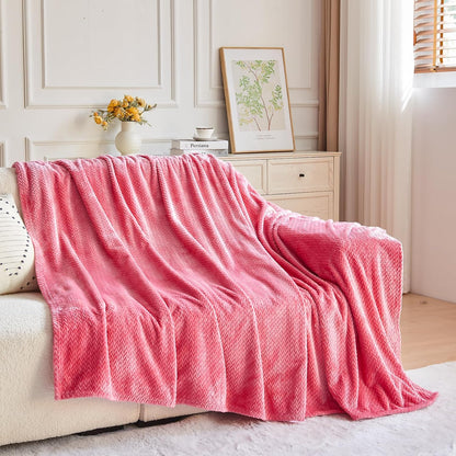 Fleece Leaves Pattern Throw Blanket, Light Purple, 50"x60" | Super Soft Throw Blanket, Lightweight Cozy Bed Sofa Blanket, Premium Silky Flannel Fleece, Travel Blanket for All Season Use - Colors A