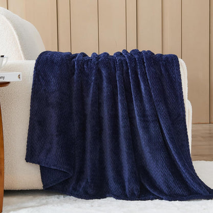 Fleece Leaves Pattern Throw Blanket, Light Purple, 50"x60" | Super Soft Throw Blanket, Lightweight Cozy Bed Sofa Blanket, Premium Silky Flannel Fleece, Travel Blanket for All Season Use - Colors A