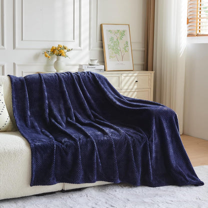 Fleece Leaves Pattern Throw Blanket, Light Purple, 50"x60" | Super Soft Throw Blanket, Lightweight Cozy Bed Sofa Blanket, Premium Silky Flannel Fleece, Travel Blanket for All Season Use - Colors A