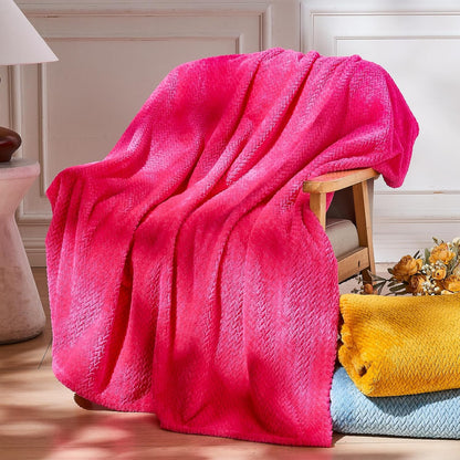 Fleece Leaves Pattern Throw Blanket, Light Purple, 50"x60" | Super Soft Throw Blanket, Lightweight Cozy Bed Sofa Blanket, Premium Silky Flannel Fleece, Travel Blanket for All Season Use - Colors A