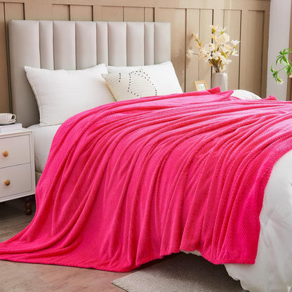 Fleece Leaves Pattern Throw Blanket, Light Purple, 50"x60" | Super Soft Throw Blanket, Lightweight Cozy Bed Sofa Blanket, Premium Silky Flannel Fleece, Travel Blanket for All Season Use - Colors A