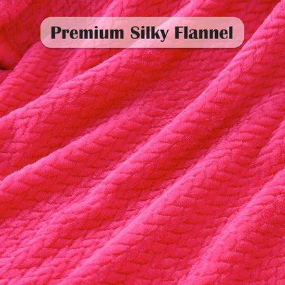 Fleece Leaves Pattern Throw Blanket, Light Purple, 50"x60" | Super Soft Throw Blanket, Lightweight Cozy Bed Sofa Blanket, Premium Silky Flannel Fleece, Travel Blanket for All Season Use - Colors A