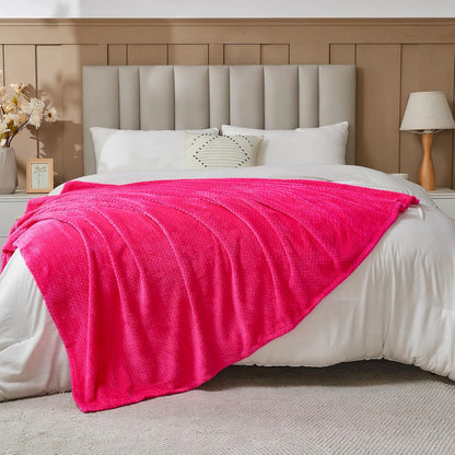 Fleece Leaves Pattern Throw Blanket, Light Purple, 50"x60" | Super Soft Throw Blanket, Lightweight Cozy Bed Sofa Blanket, Premium Silky Flannel Fleece, Travel Blanket for All Season Use - Colors A